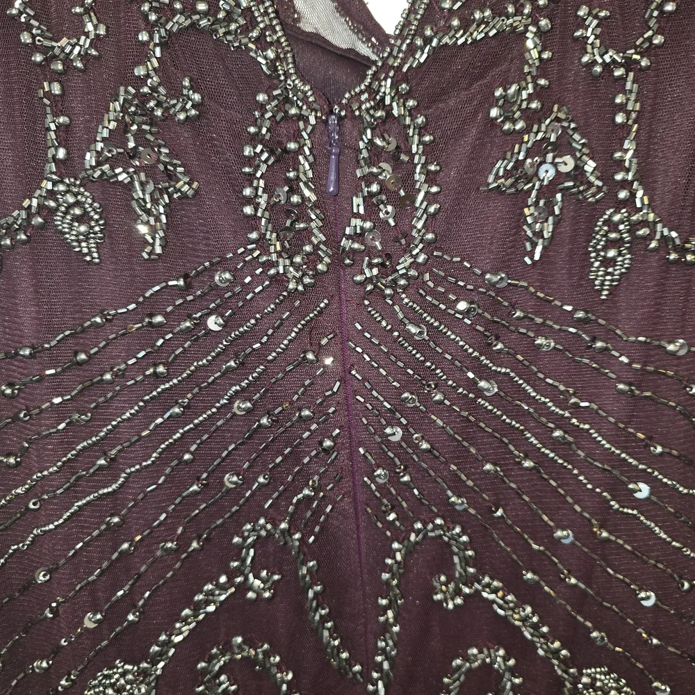 Pissaro Nights Elegant Maroon Beaded Gown Size 14 Nwt. Stunning - Picture 7 of 13